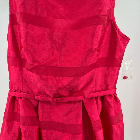 Taylor hot pink 16 fit n flare sleeveless dress mesh detail plus party cocktail - Picture 3 of 11